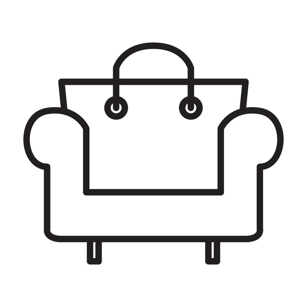 canapé meuble avec sac à provisions logo design vecteur symbole graphique icône signe illustration idée créative
