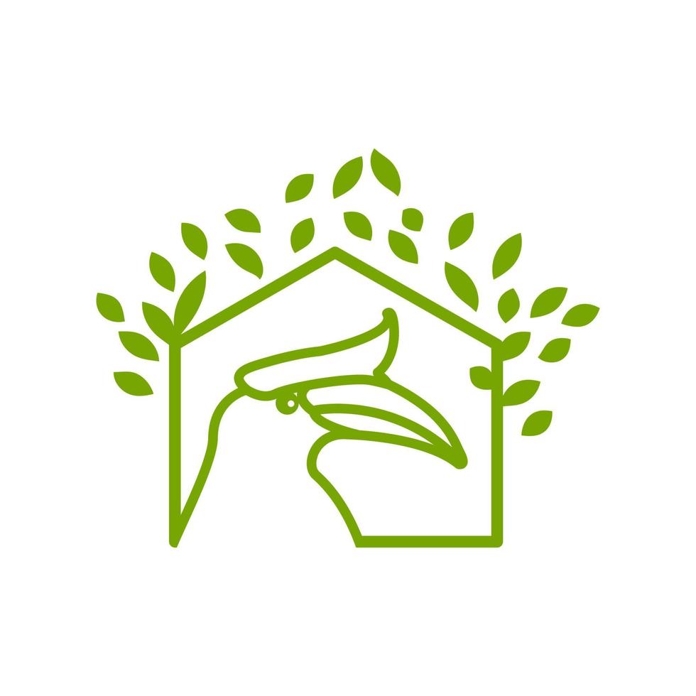 création de logo ligne tête calao forêt arbre vecteur