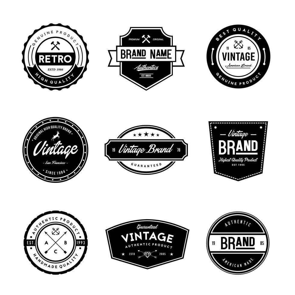 badges de marque de style vintage vecteur