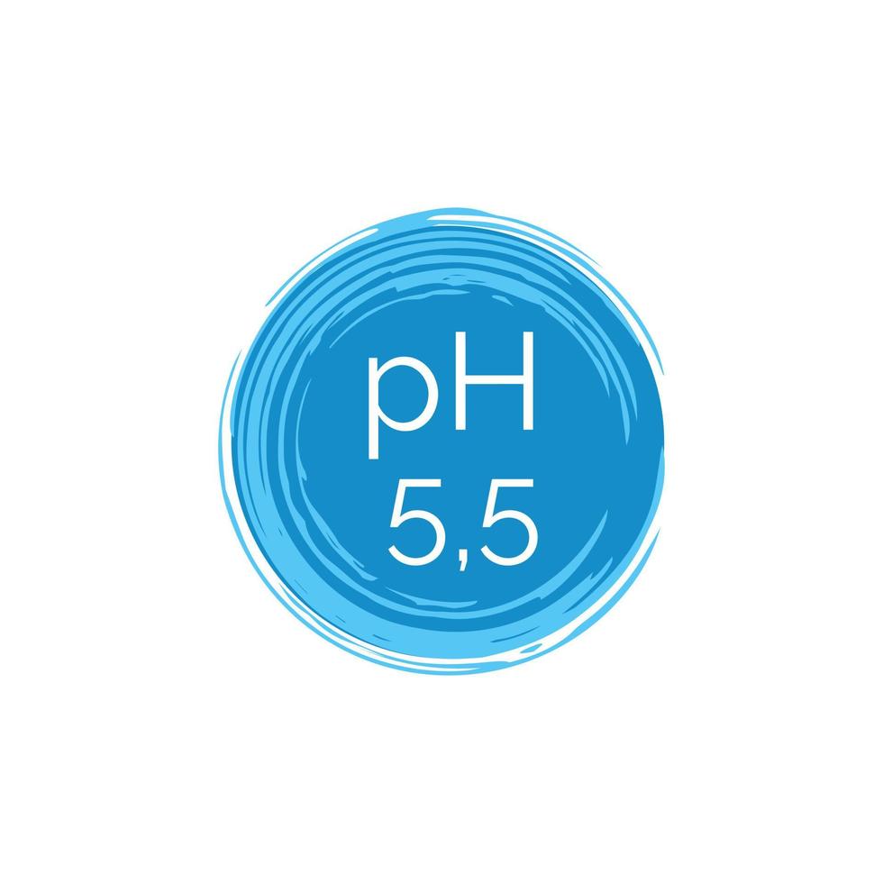 ph 5,5 icône bleue ronde. symbole de dermatologie isolé sur fond blanc. illustration vectorielle plane vecteur