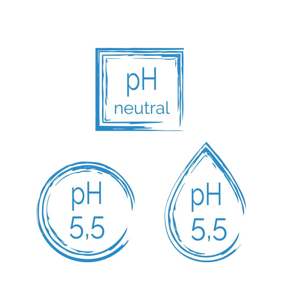 ensemble d'icônes bleues ph 5,5. symbole texturé de dermatologie isolé sur fond blanc. illustration vectorielle de ligne vecteur