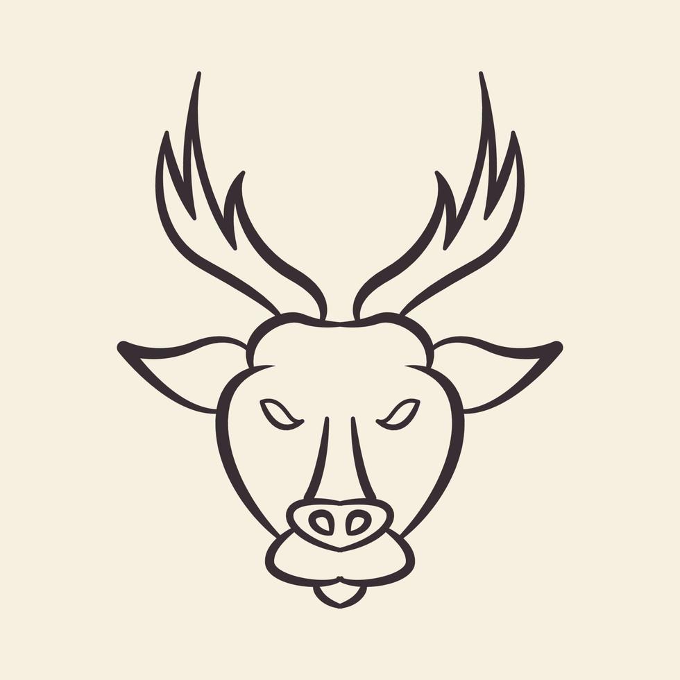 visage ligne cerf hipster logo symbole icône vecteur conception graphique illustration idée créatif