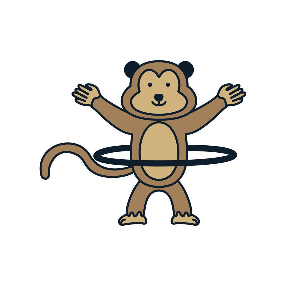 animal singe danse dessin animé mignon logo icône illustration vecteur