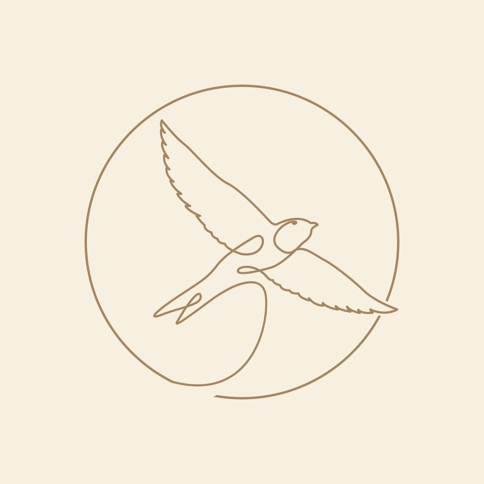 Hirondelle rustique oiseau ligne cercle logo symbole icône vecteur conception graphique