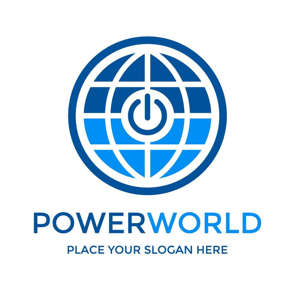 modèle de logo vectoriel power world. cette conception utilise un globe et un bouton. adapté à l'énergie.