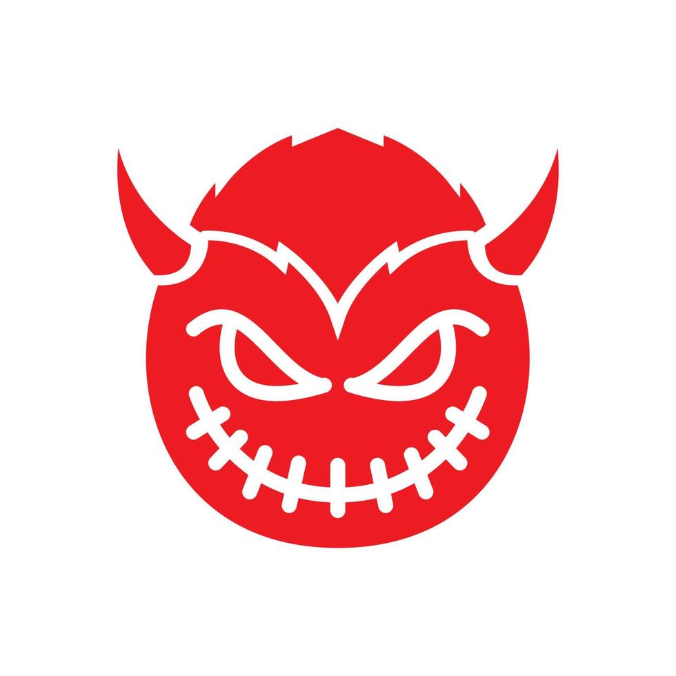 diable mignon sourire rouge avec corne logo icône symbole vecteur conception graphique