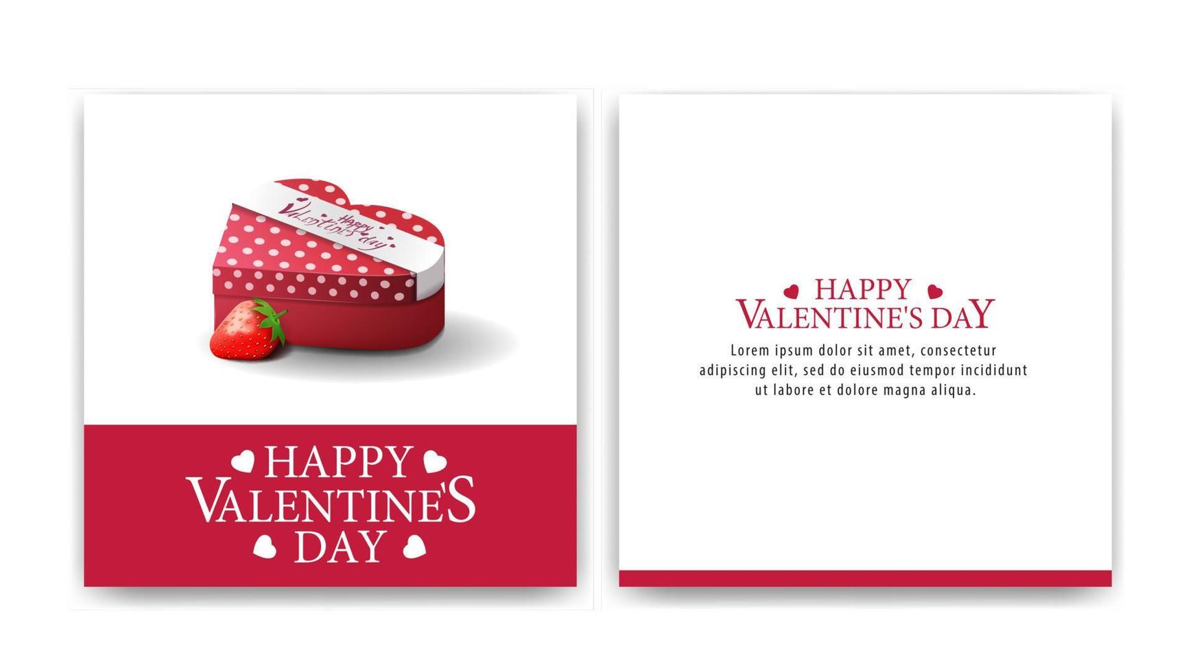 carte blanche de voeux saint valentin avec un cadeau et des fraises vecteur