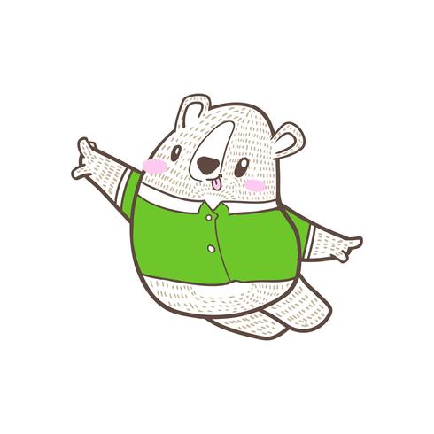 vecteur de dessin animé mignon petit ours doodle