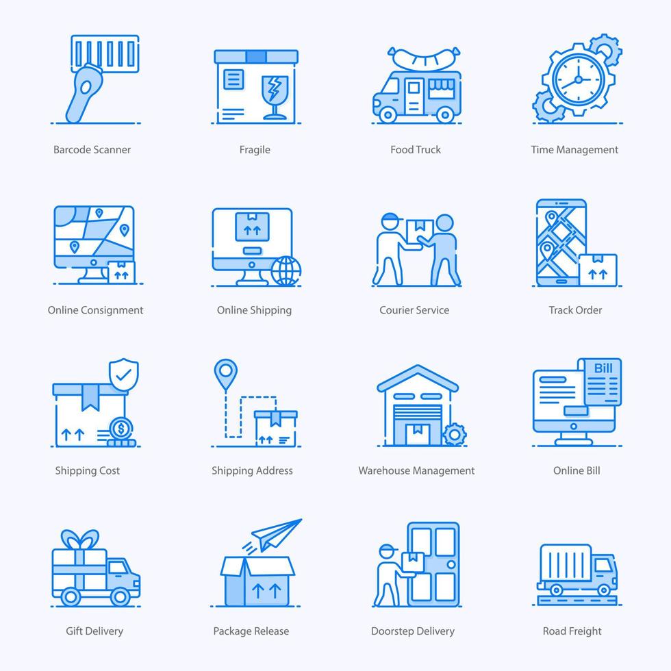 icônes plates d'expédition et de logistique vecteur