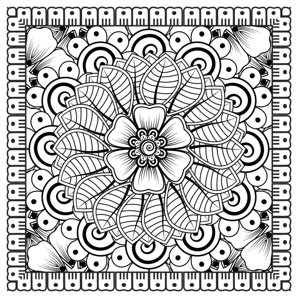 motif circulaire en forme de mandala pour henné, mehndi, tatouage, décoration. ornement décoratif dans un style oriental ethnique. page de livre de coloriage. vecteur