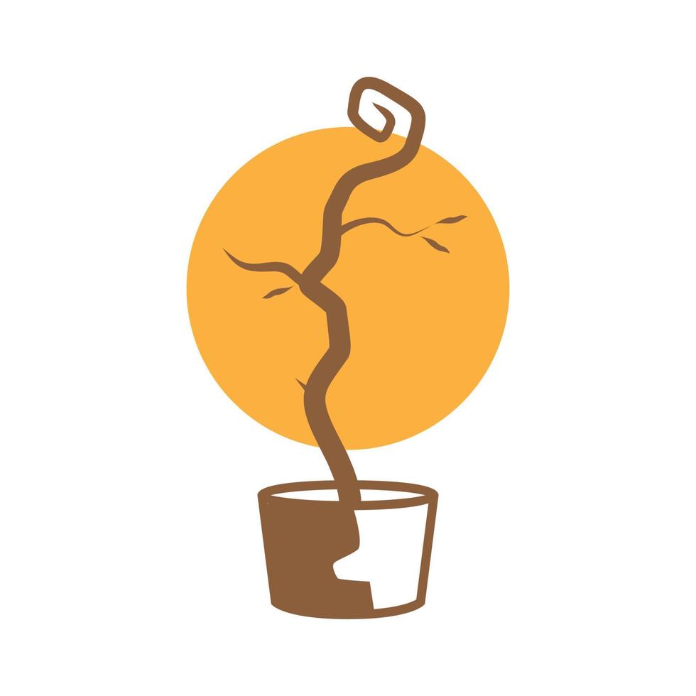 plante sèche avec pot logo design vecteur symbole graphique icône signe illustration idée créative