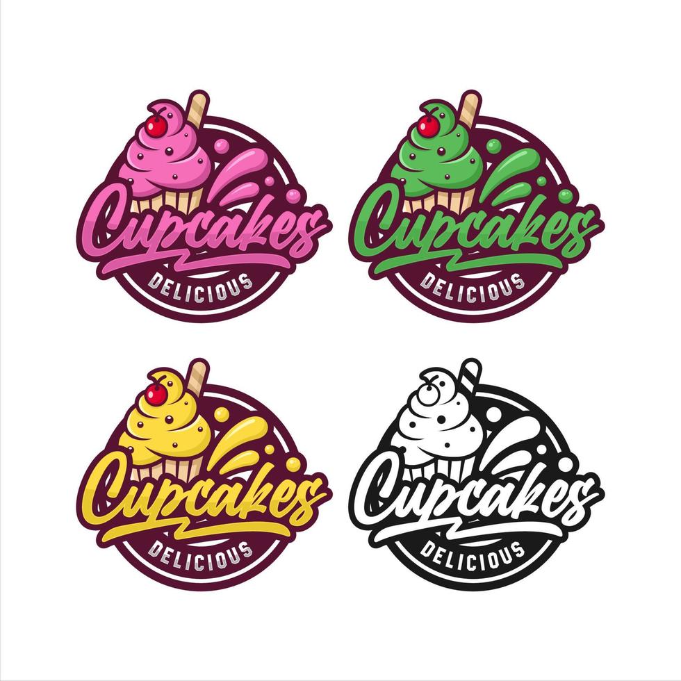 cupcakes design couleur collection premium vecteur