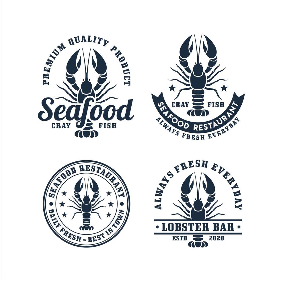 collection de logos de restaurant de poisson aux écrevisses de fruits de mer vecteur