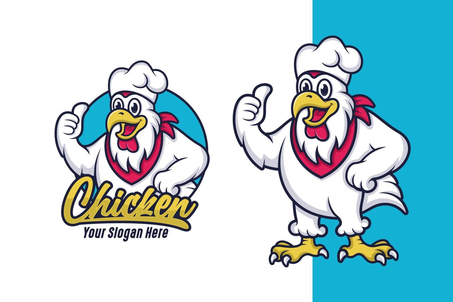 modèle de logo de conception de mascotte de poulet vecteur