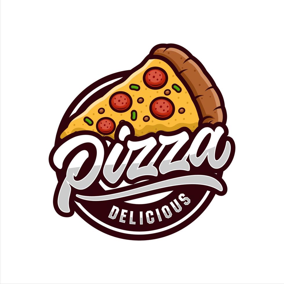 pizza délicieuse conception logo premium vecteur