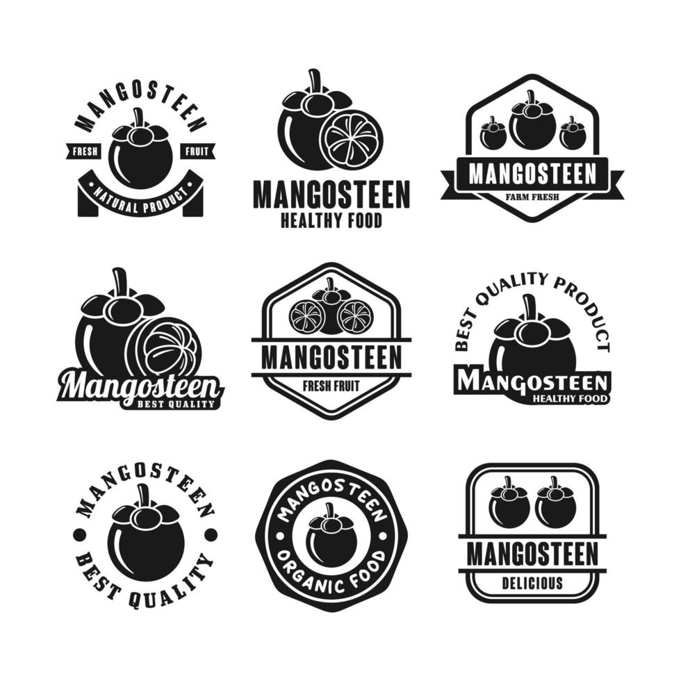 collection de logo de conception d'insigne de mangoustan vecteur