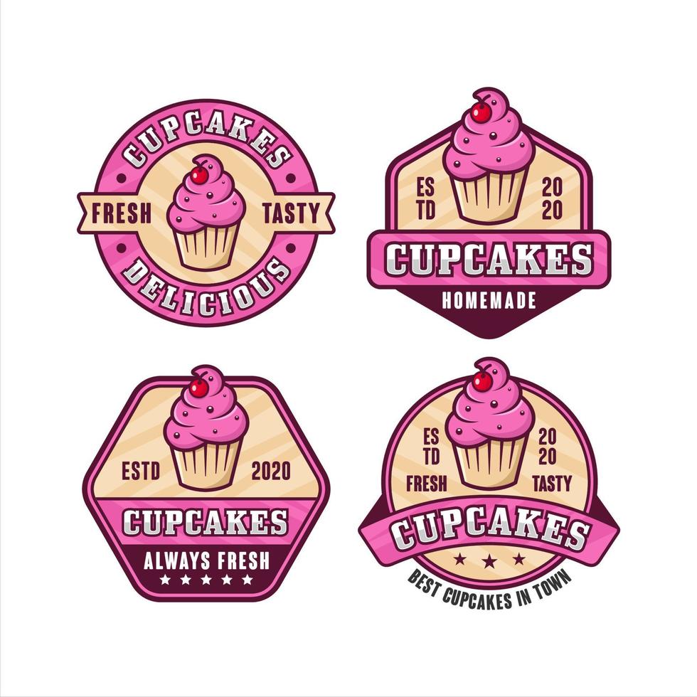 conception de cupcakes collection de logos premium-2 vecteur