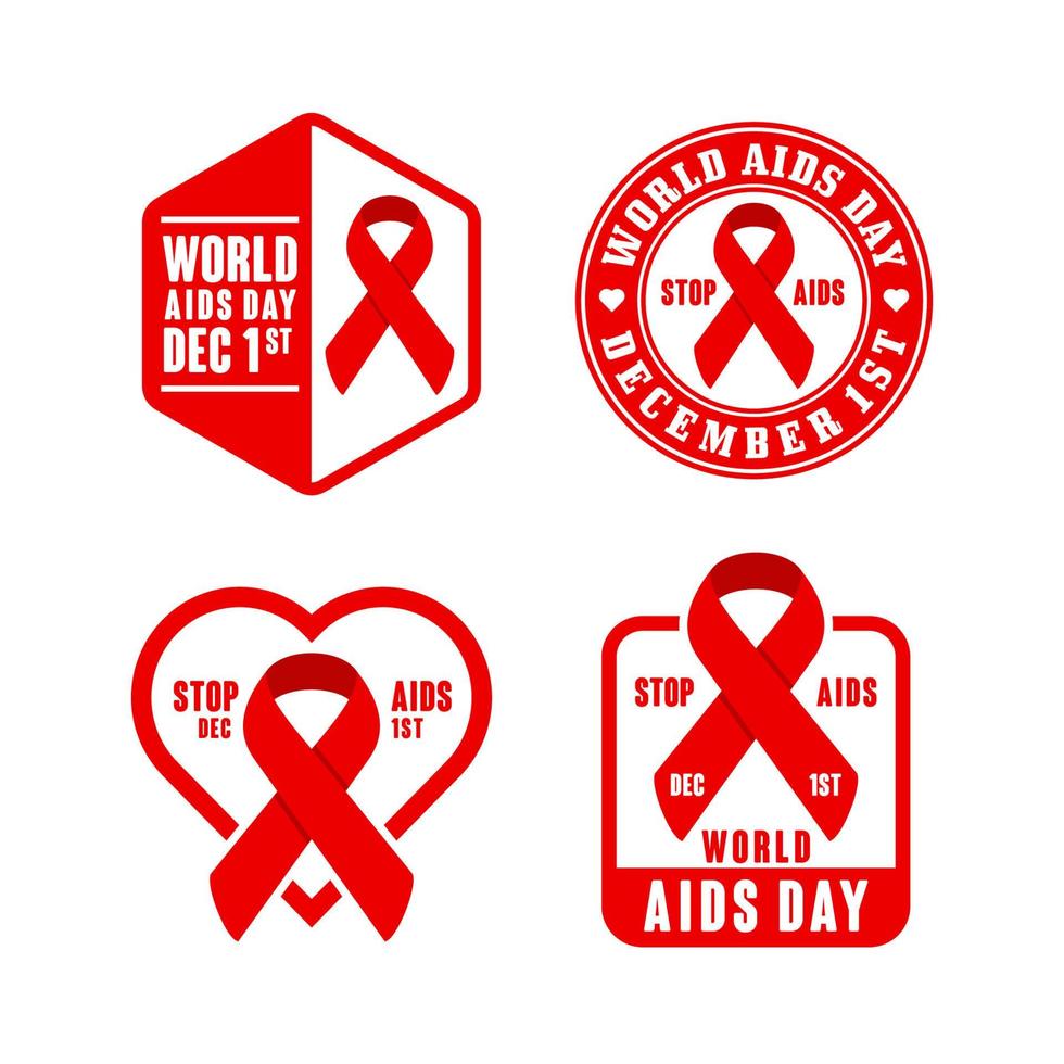 collection de conceptions premium d'insignes de la journée mondiale du sida vecteur