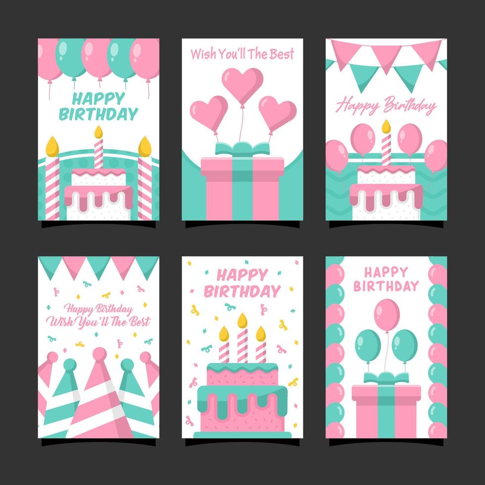 collection de conception de cartes de joyeux anniversaire vecteur