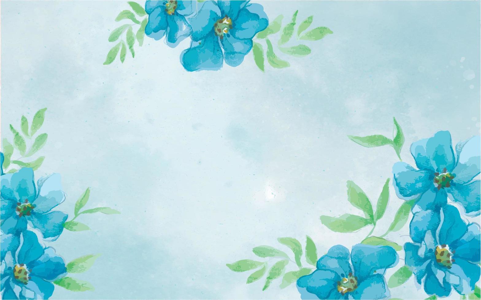 bannière bleue florale aquarelle vecteur