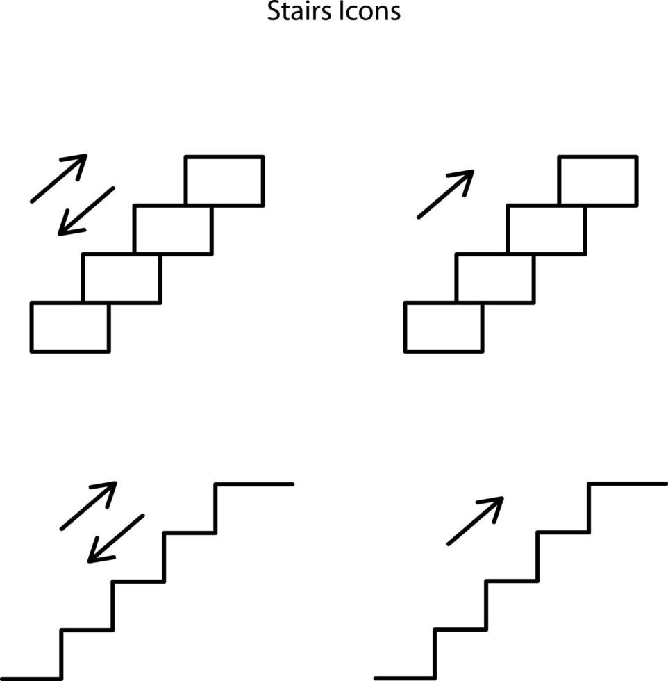 jeu d'icônes d'escalier isolé sur fond blanc. icône d'escalier ligne mince contour symbole d'escalier linéaire pour le logo, le web, l'application, l'interface utilisateur. signe simple d'icône d'escalier. vecteur