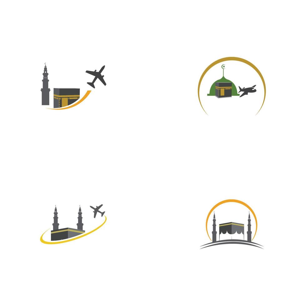 ensemble d'illustration de logo hajj et umrah vecteur