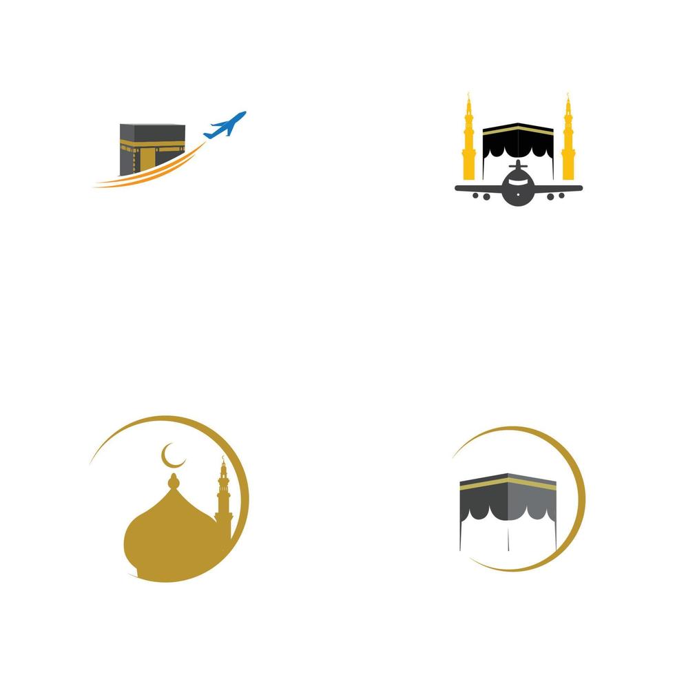 ensemble d'illustration de logo hajj et umrah vecteur