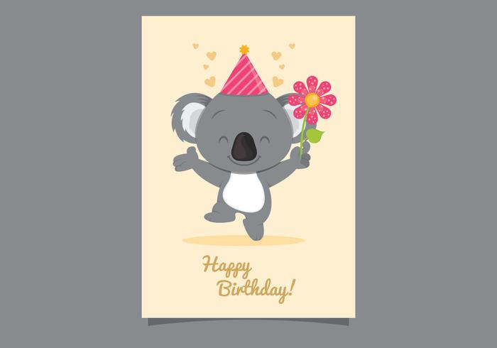 Carte d&#39;anniversaire mignonne de koala vecteur