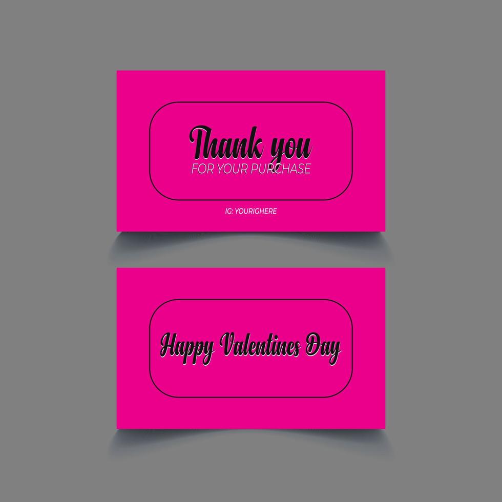 carte de remerciement pour le modèle de la saint valentin couleur rose et vecteur noir