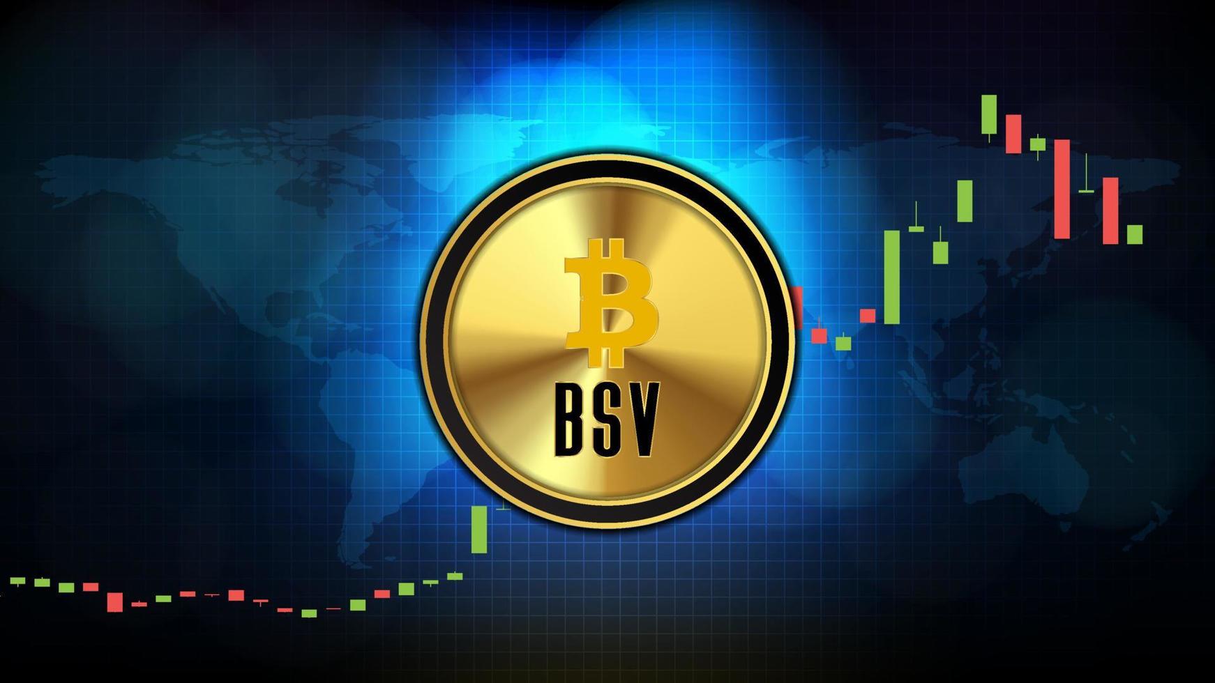 abstrait technologie futuriste fond de bitcoin sv bsv prix graphique graphique pièce crypto-monnaie numérique vecteur