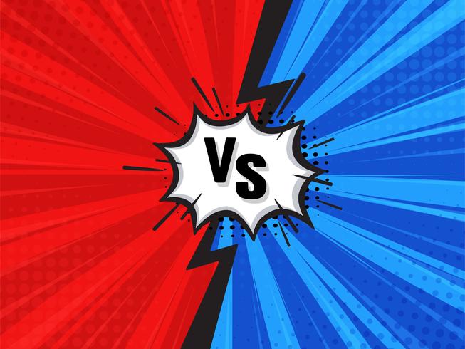 Contexte de dessin animé de combat comique. Rouge vs bleu. Illustration vectorielle vecteur
