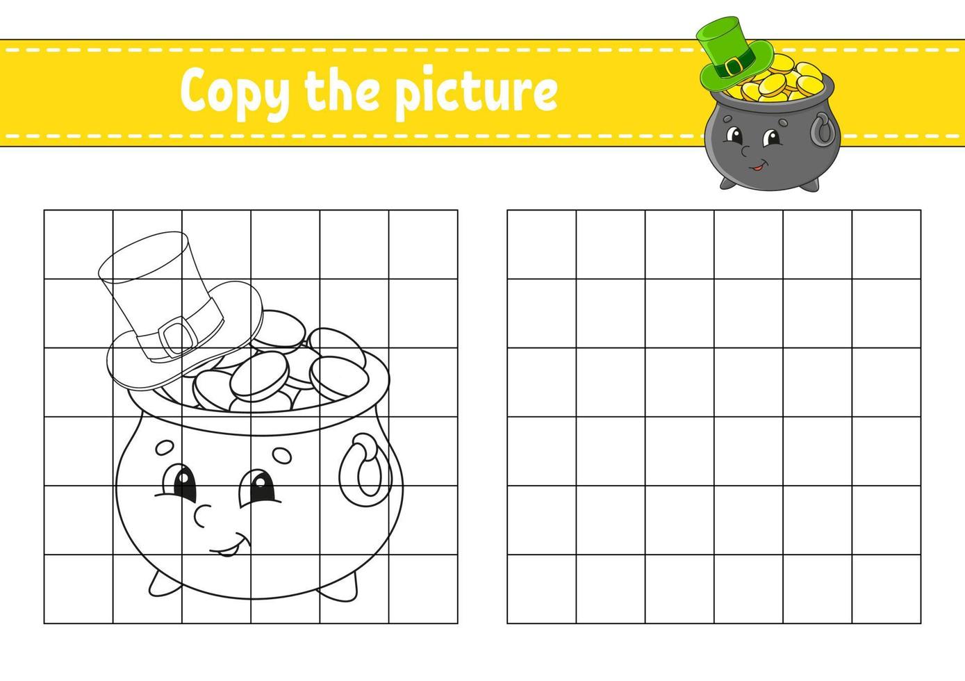 copier l'image. pages de livre de coloriage pour les enfants. feuille de travail de développement de l'éducation. st. le jour de patrick. jeu pour enfants. pratique de l'écriture manuscrite. personnage de dessin animé. vecteur