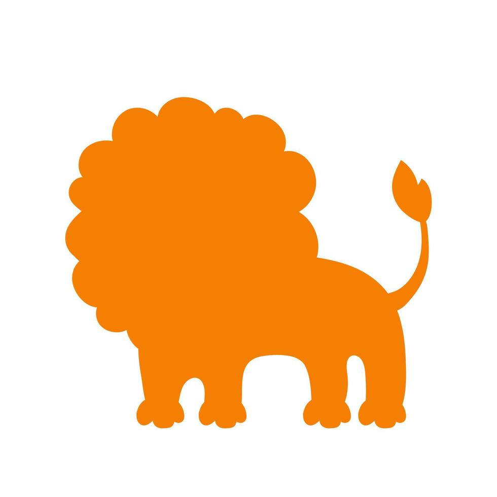 lion sauvage. silhouette orange. élément de conception. illustration vectorielle isolée sur fond blanc. modèle pour livres, autocollants, affiches, cartes, vêtements. vecteur