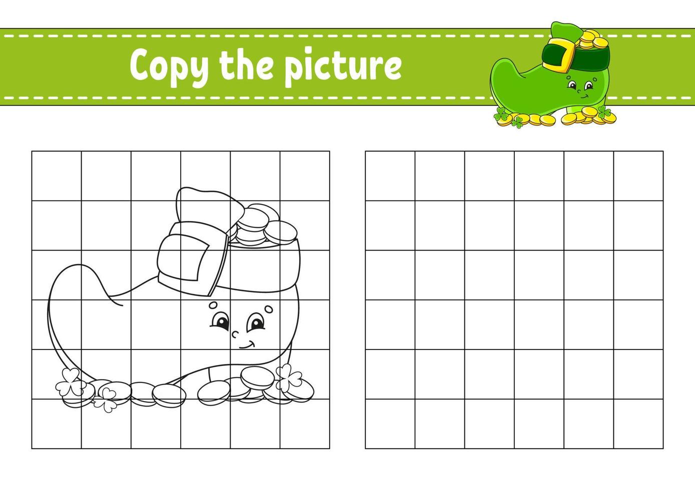 copier l'image. pages de livre de coloriage pour les enfants. feuille de travail de développement de l'éducation. st. le jour de patrick. jeu pour enfants. pratique de l'écriture manuscrite. personnage de dessin animé. vecteur