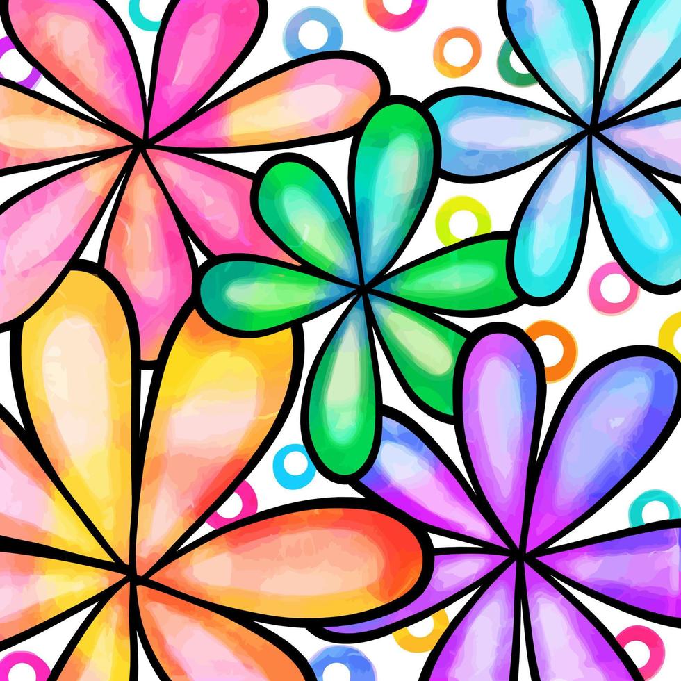 papier à motif aquarelle marguerite colorée vecteur