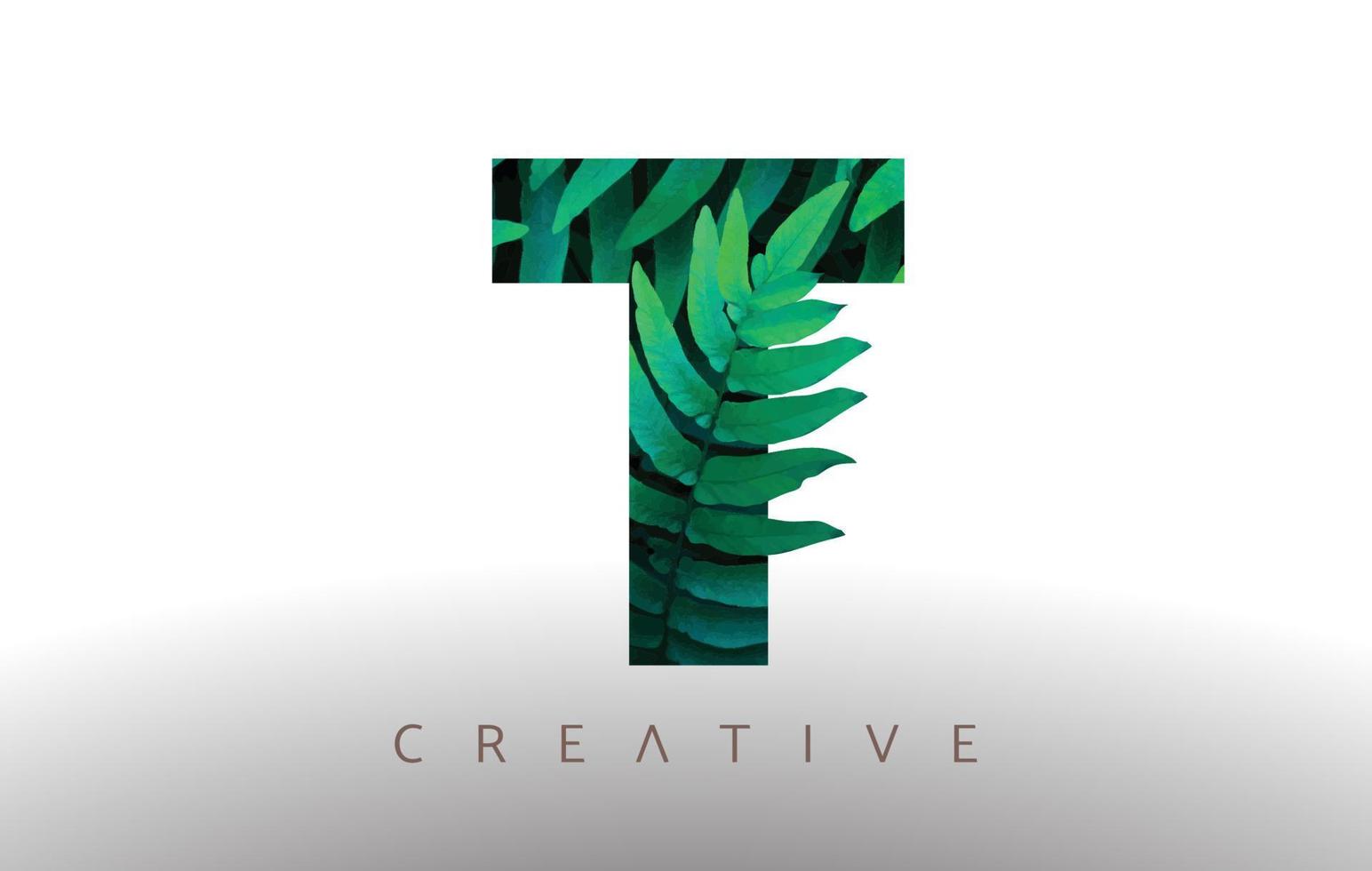 icône de conception de logo lettre t feuille écologique verte botanique faite de feuilles vertes qui sortent de la lettre. vecteur