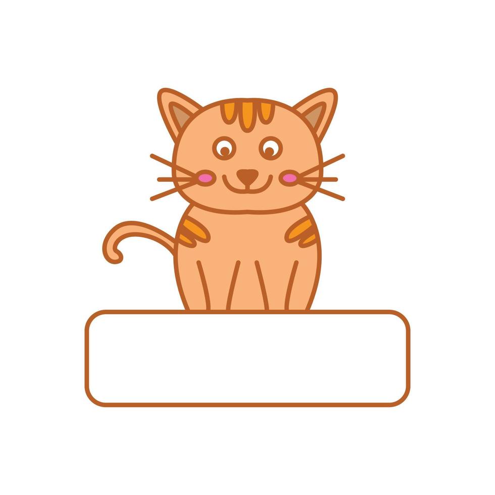 chat ou minou ou chaton avec bannière illustration vectorielle de logo de dessin animé mignon vecteur