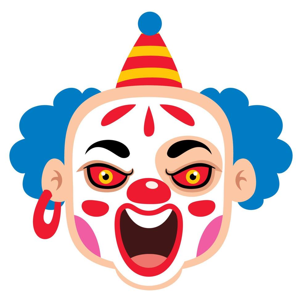 dessin animé d'un visage de clown effrayant vecteur