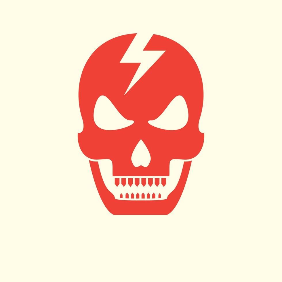 crâne de tête avec illustration de conception d'icône de vecteur de logo de tension