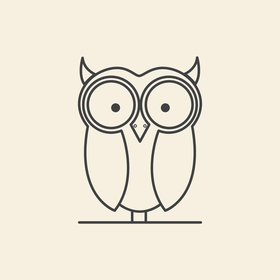 mignon ligne oiseau hibou dessin animé ligne logo symbole icône vecteur conception graphique illustration