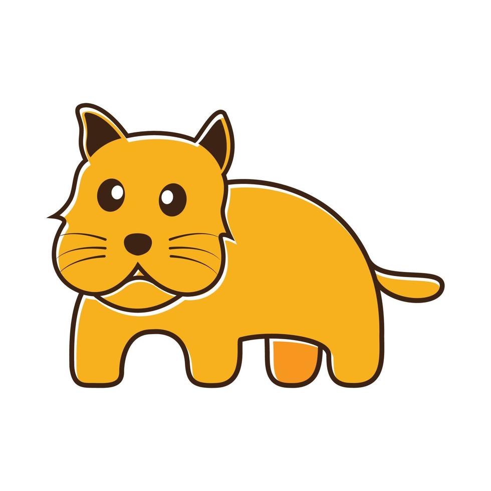 dessin animé mignon chat orange graisse logo design vecteur graphique symbole icône signe illustration idée créative
