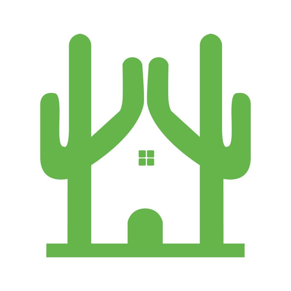 plante de cactus vert avec conception de logo maison symbole graphique vectoriel icône signe illustration idée créative