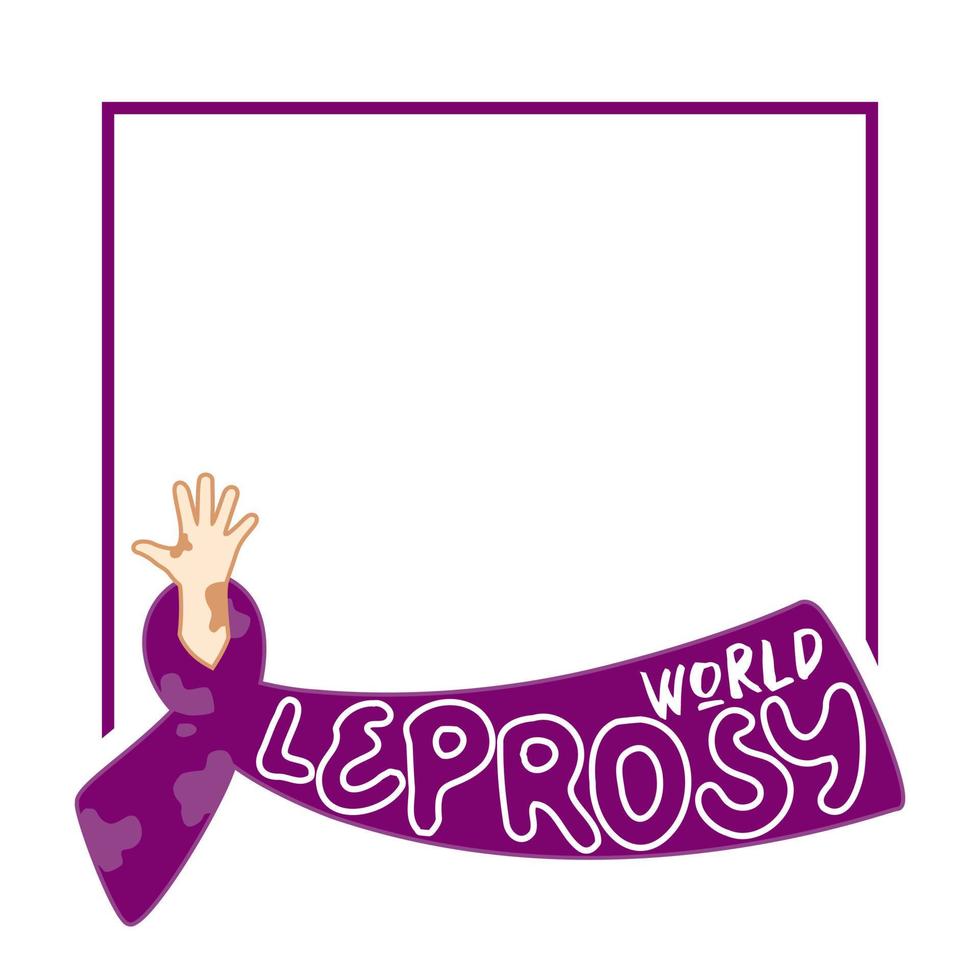 symbole de la journée mondiale de la lèpre avec main et ruban violet vecteur