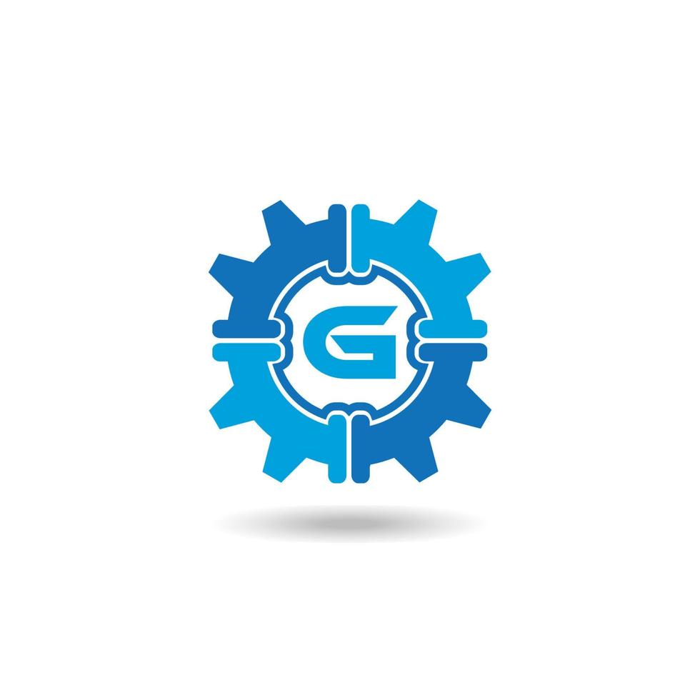 engrenage et tuyau, plomberie lettre g logo design vecteur