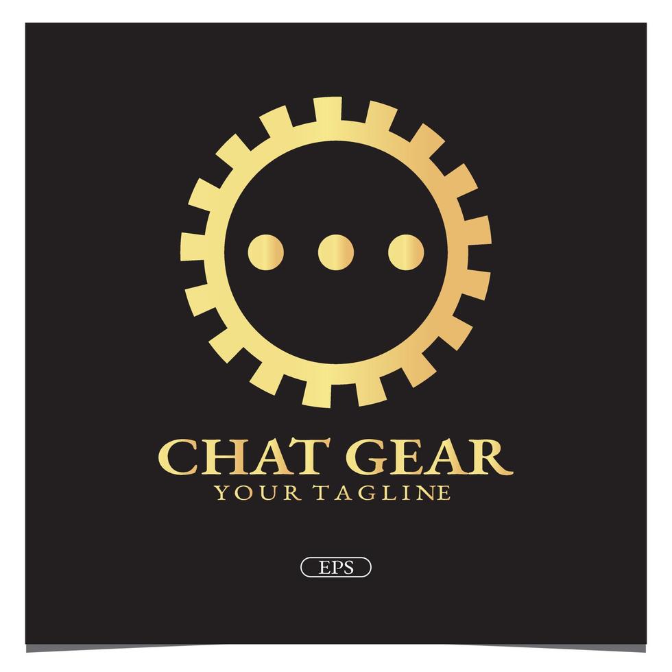 luxe or chat gear logo premium élégant modèle vecteur eps 10