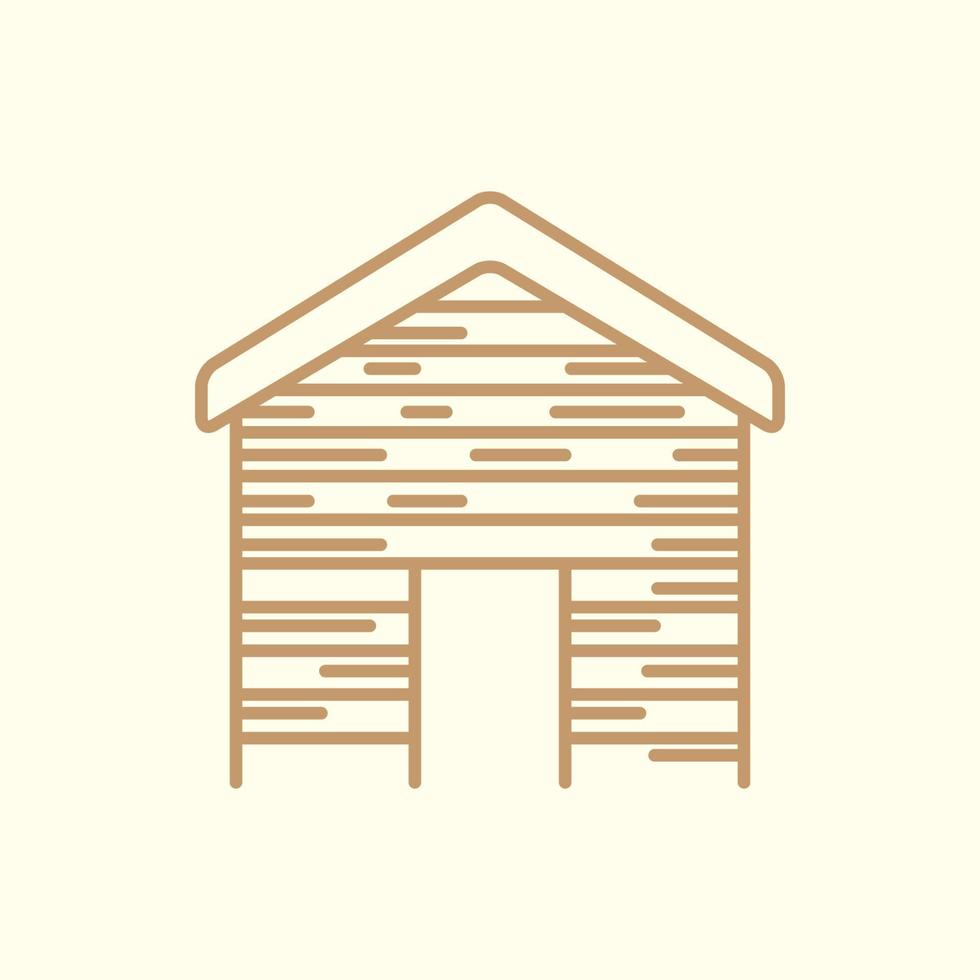 maison ou maison chalet bois ligne vintage simple logo vecteur icône illustration design