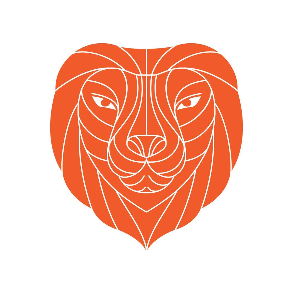 plat polygone visage lion logo création vecteur graphique symbole icône signe illustration idée créative