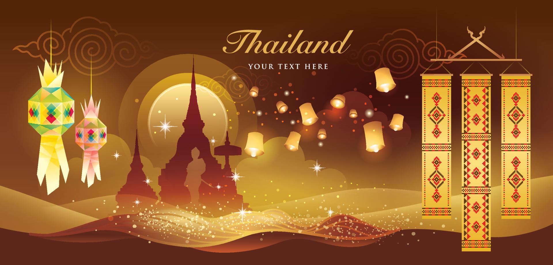 lanterne en papier suspendue traditionnelle du nord de la thaïlande, incroyable vecteur de festival de la thaïlande,