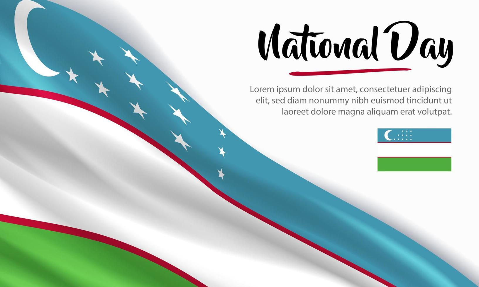 bonne fête nationale ouzbékistan. bannière, carte de voeux, conception de flyer. conception de modèle d'affiche vecteur