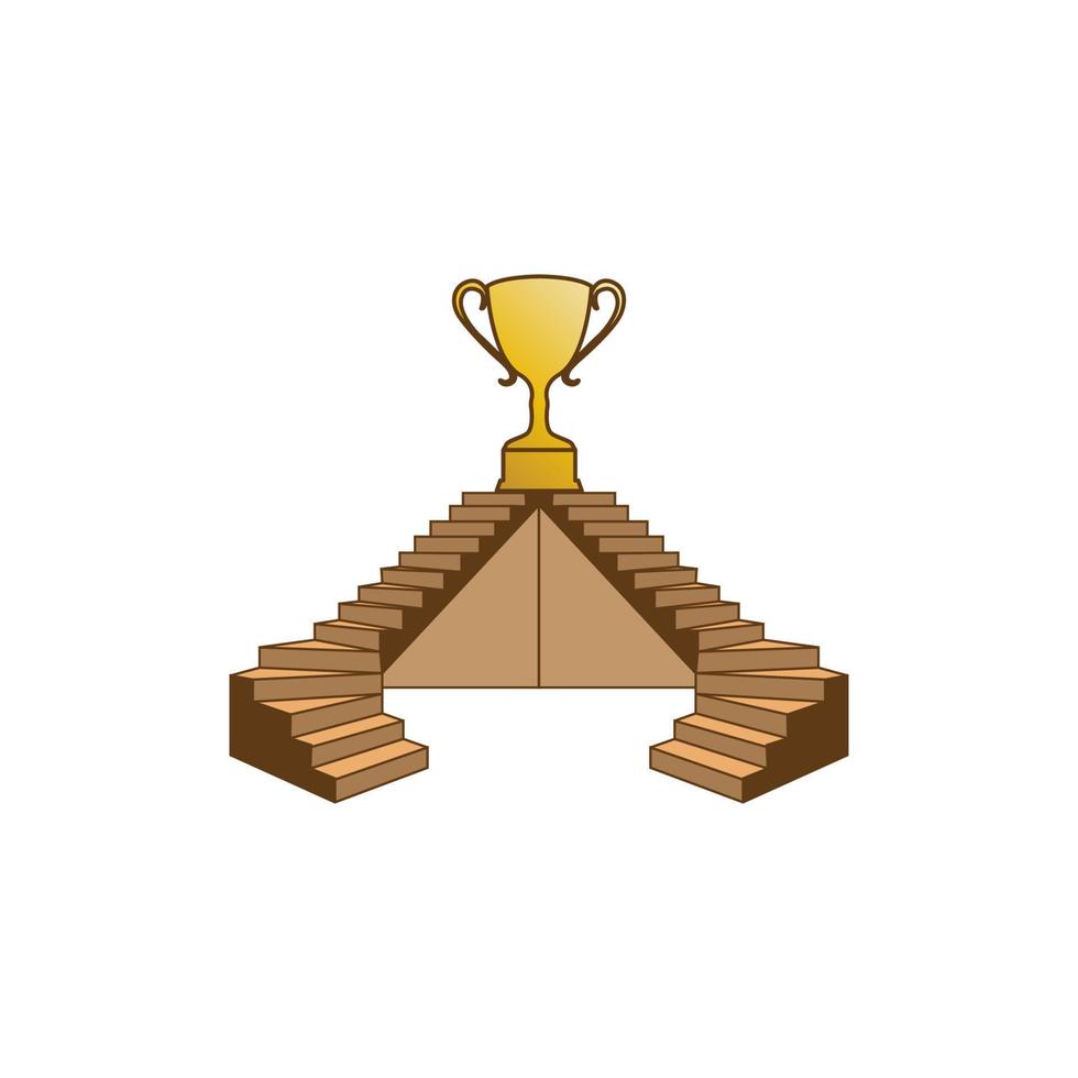 escaliers au trophée logo moderne icône illustration vectorielle conception vecteur
